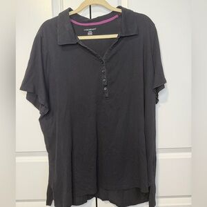 Lane Bryant Black Short Sleeve Polo Shirt Plus Size 26/28 Cotton Modal Knit